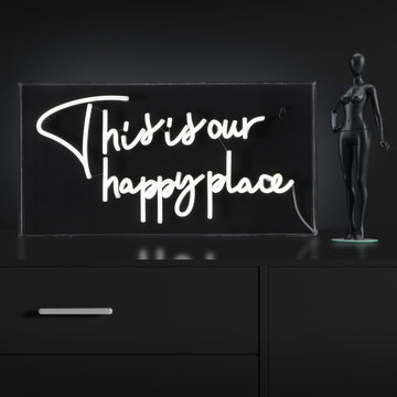 This Is Your Happy Place Contemporary Glam Acrylic Box USB Operated LED Neon Light - JONATHAN Y